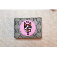 Gucci 506277 GG Supreme card case with Bosco patch Pink