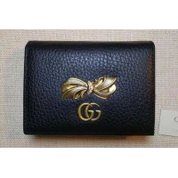 Gucci 523664 Leather card case with bow Black