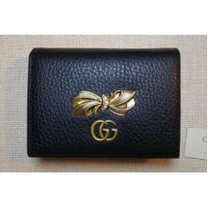 Gucci 523664 Leather card case with bow Black