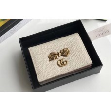 Gucci 524289 Leather card case with bow White