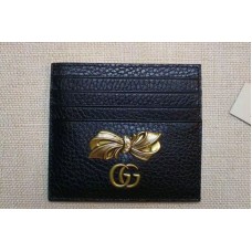 Gucci 524305 Leather card case with bow Wallets Black