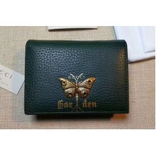 Gucci Garden Butterfly Leather Card Case 516938 Green