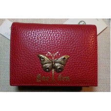 Gucci Garden Butterfly Leather Card Case 516938 Red