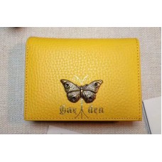 Gucci Garden Butterfly Leather Card Case 516938 Yellow