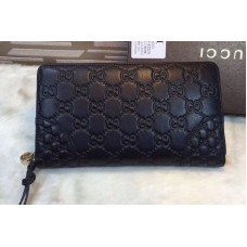 Gucci Bree Guccissima Leather Zip Around Wallet 323397 Black