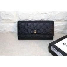 Gucci ‎388680 Bow Signature Zip Around Wallet Black