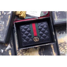 Gucci 536453 Leather card case with Double G Black Quilted leather