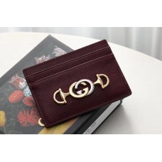 Gucci 570679 Zumi grainy leather card case Wine grainy leather