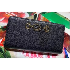 Gucci 570661 Zumi zip around wallet Black Leather