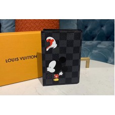 Louis Vuitton M64411 LV Passport Cover Wallet Damier Graphite Canvas With Mickey