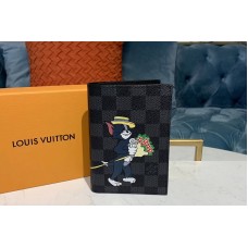 Louis Vuitton M64411 LV Passport Cover Wallet Damier Graphite Canvas With Tom And Jerry