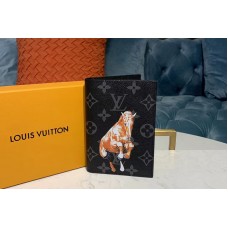 Louis Vuitton M64411 LV Passport Cover Wallet Monogram Eclipse Canvas With Horse