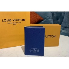 Louis Vuitton M64411 LV Passport cover Wallet Blue Taiga leather