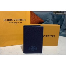 Louis Vuitton M64411 LV Passport cover Wallet Navy Blue Taiga leather