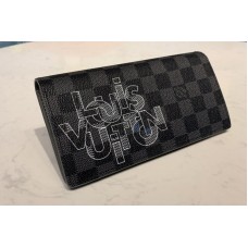 Louis Vuitton N60326 LV Brazza Wallet In Damier Graphite Canvas With Gray