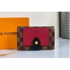 Louis Vuitton N60381 LV Juliette wallet in Damier Ebene coated canvas With Bordeaux Red / Black