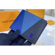 Louis Vuitton M60895 LV Multiple wallet in Blue monochrome Taiga leather