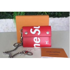 Louis Vuitton M67711 Chain Epi Red Limited Edition X Supreme Wallets