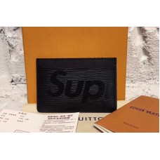 Louis Vuitton M61733 X Supreme Double Card Holder Epi Leather Black