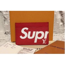 Louis Vuitton M61733 X Supreme Double Card Holder Epi Leather Red