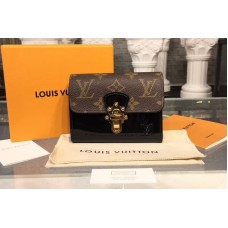 Louis Vuitton M61912 LV Cherrywood Compact Wallet Patent Leather Black