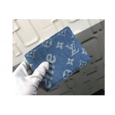 Louis Vuitton M60895 LV Monogram Denim Multiple Wallet Blue