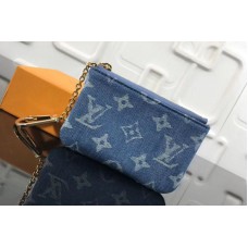 Louis Vuitton M62650 LV Monogram Denim Key Pouch Blue