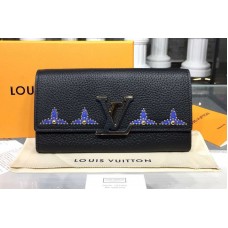 Louis Vuitton M63211 LV Taurillon Leather Capucines Wallet Black And Blue