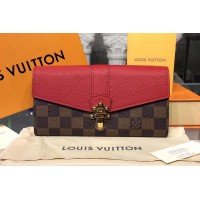 Louis Vuitton N64448 Clapton Wallet Damier Ebene Canvas Red