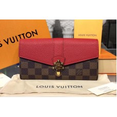 Louis Vuitton N64448 Clapton Wallet Damier Ebene Canvas Red