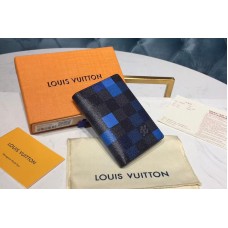 Louis Vuitton N60158 LV Pocket Organizer Damier Graphite Canvas Blue