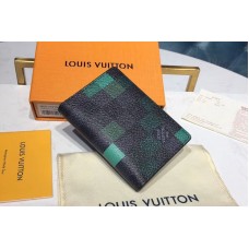 Louis Vuitton N60158 LV Pocket Organizer Damier Graphite Canvas Green