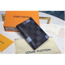 Louis Vuitton N60158 LV Pocket Organizer Damier Graphite Canvas Light Blue