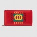 Gucci Red Print Leather Zip Around Wallet