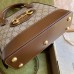 Gucci Horsebit 1955 Mini Top Handle Bag in GG Canvas with Brown Leather