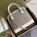 Gucci Horsebit 1955 Mini Top Handle Bag in GG Canvas with White Leather