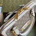 Gucci Horsebit 1955 Mini Top Handle Bag in GG Canvas with White Leather