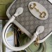 Gucci Horsebit 1955 Mini Top Handle Bag in GG Canvas with White Leather