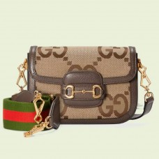 Gucci Horsebit 1955 Mini Bag in Camel Jumbo GG Canvas