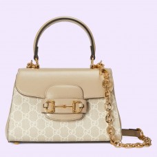 Gucci Horsebit 1955 Mini Handbag in White GG Supreme Canvas