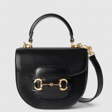 Gucci Horsebit 1955 Mini Top Handle Bag in Black Calfskin