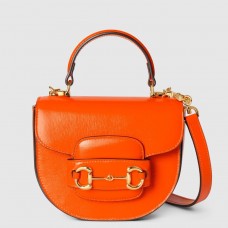 Gucci Horsebit 1955 Mini Top Handle Bag in Orange Calfskin