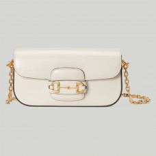 Gucci Horsebit 1955 Small Chain Bag in White Calfskin