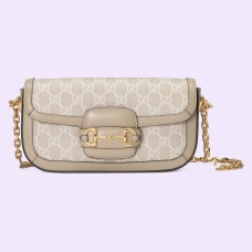 Gucci Horsebit 1955 Small Chain Bag in White GG Supreme Canvas