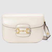 Gucci 1955 Horsebit Shoulder Bag In White Leather