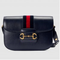 Gucci 1955 Horsebit Shoulder Bag In Blue Leather