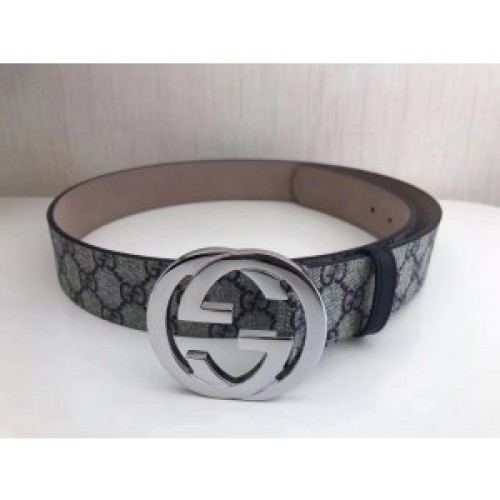 Gucci Beige/blue GG Supreme Belt With G Buckle