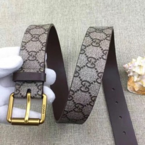 Gucci Tiger Print Gg Supreme Belt With Square Buckle