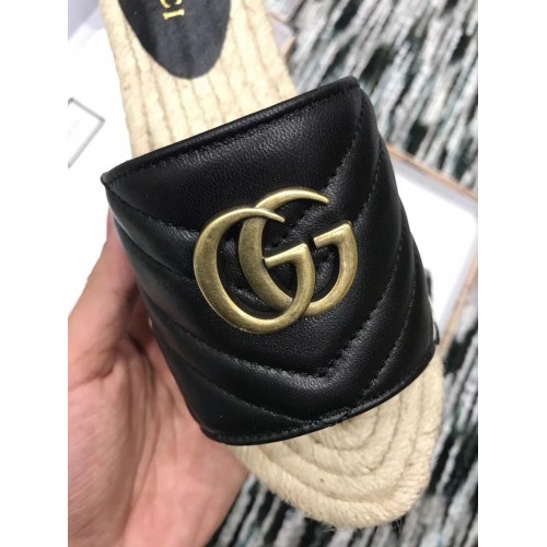 Gucci Leather Espadrilles Slides Sandals With Double G 573028 2019