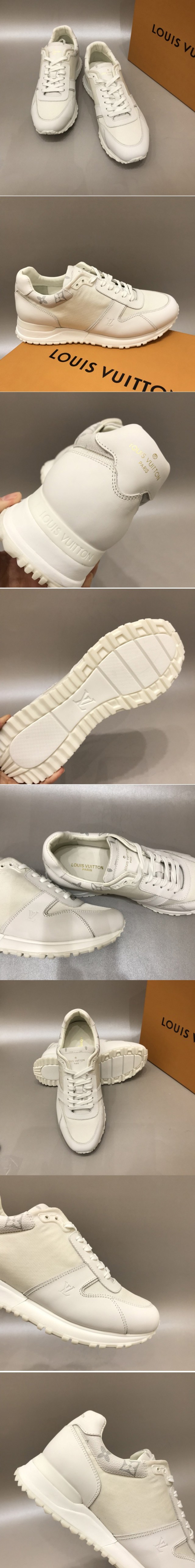 Replica Louis Vuitton 1A5AXR LV Run Away Sneaker in Monogram Eclipse canvas and White calf leather